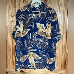 Caribbean Silk 100% Silk Hawaiian Camp Shirt Tropical Beach Vacation